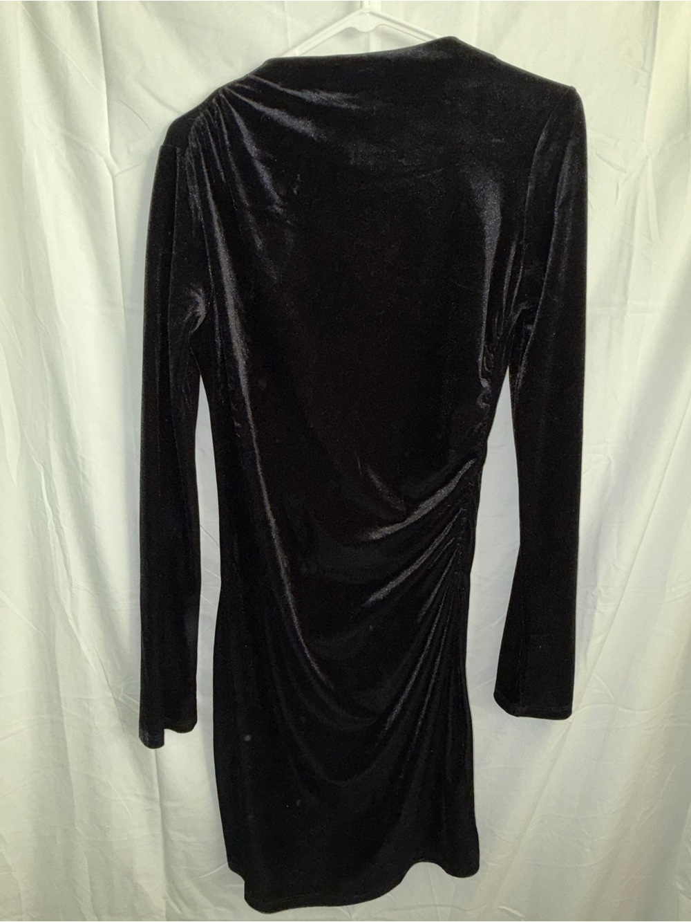 NWT- H&M Black Velvet Long Sleeve Ruched Dress- Size S